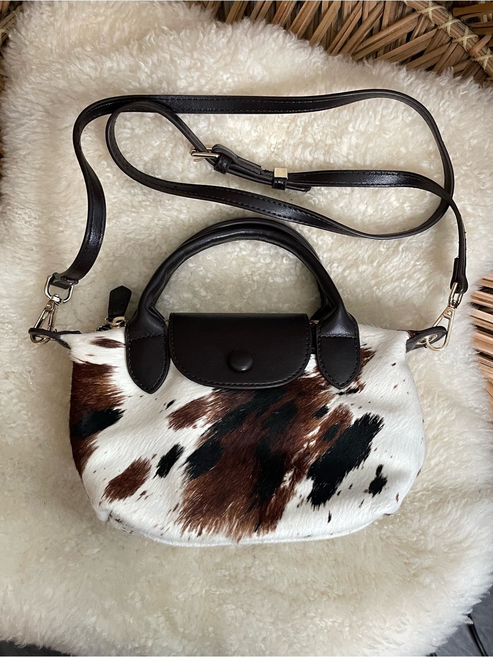 House of Harlow Cowhide Crossbody Handbag with Top Handle